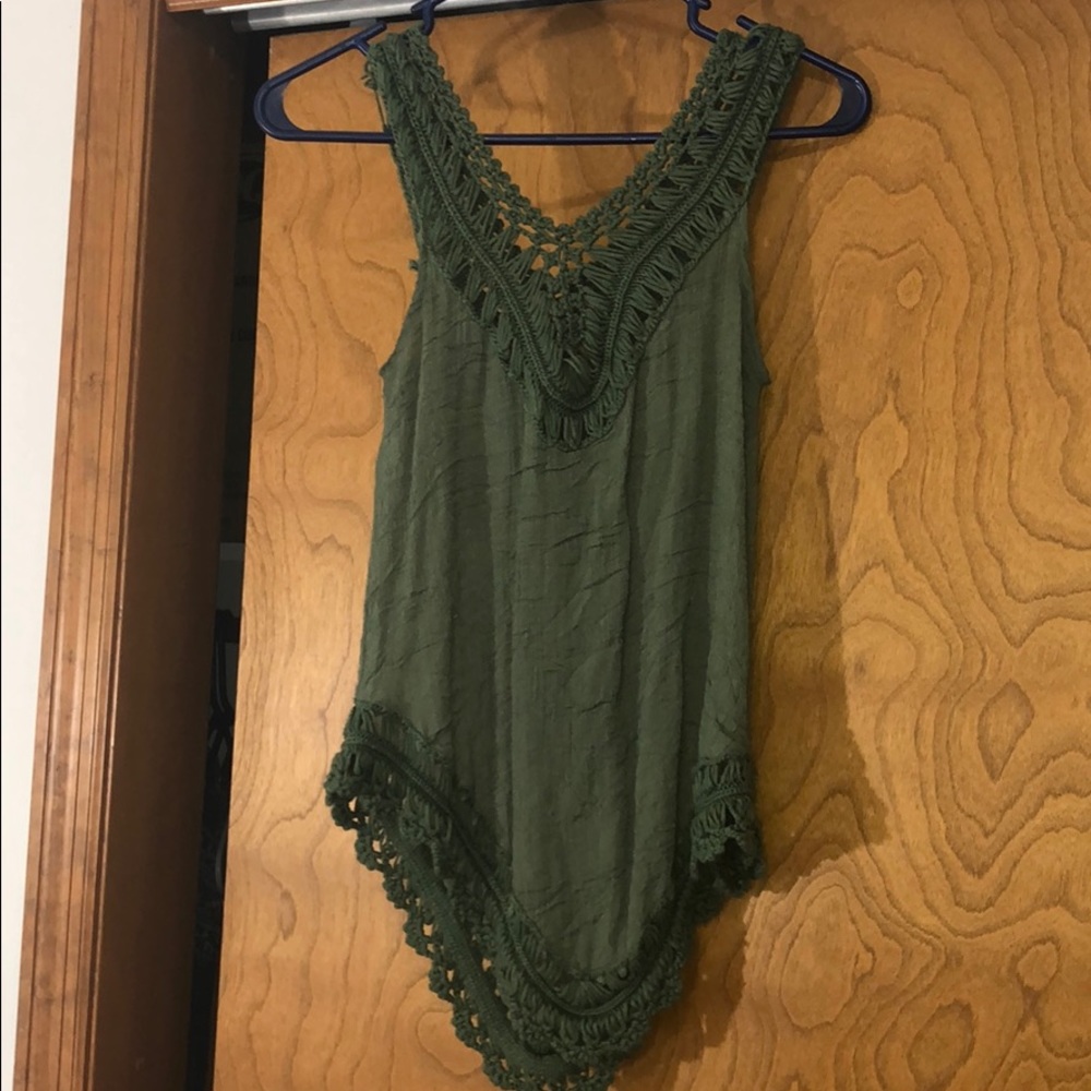 green tank top